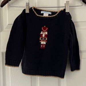 Janie and Jack Navy Sweater with Nutcracker Design | Christmas sweater